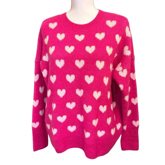 Vince Camuto Sweaters - Vince Camuto Womens Pink Heart Valentine’s Day Sweater Small Long Sleeve EUC